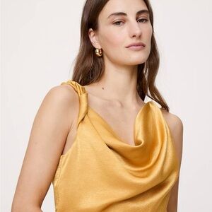 Banana Republic Satin Cowl Neck Midi Dress in Gold